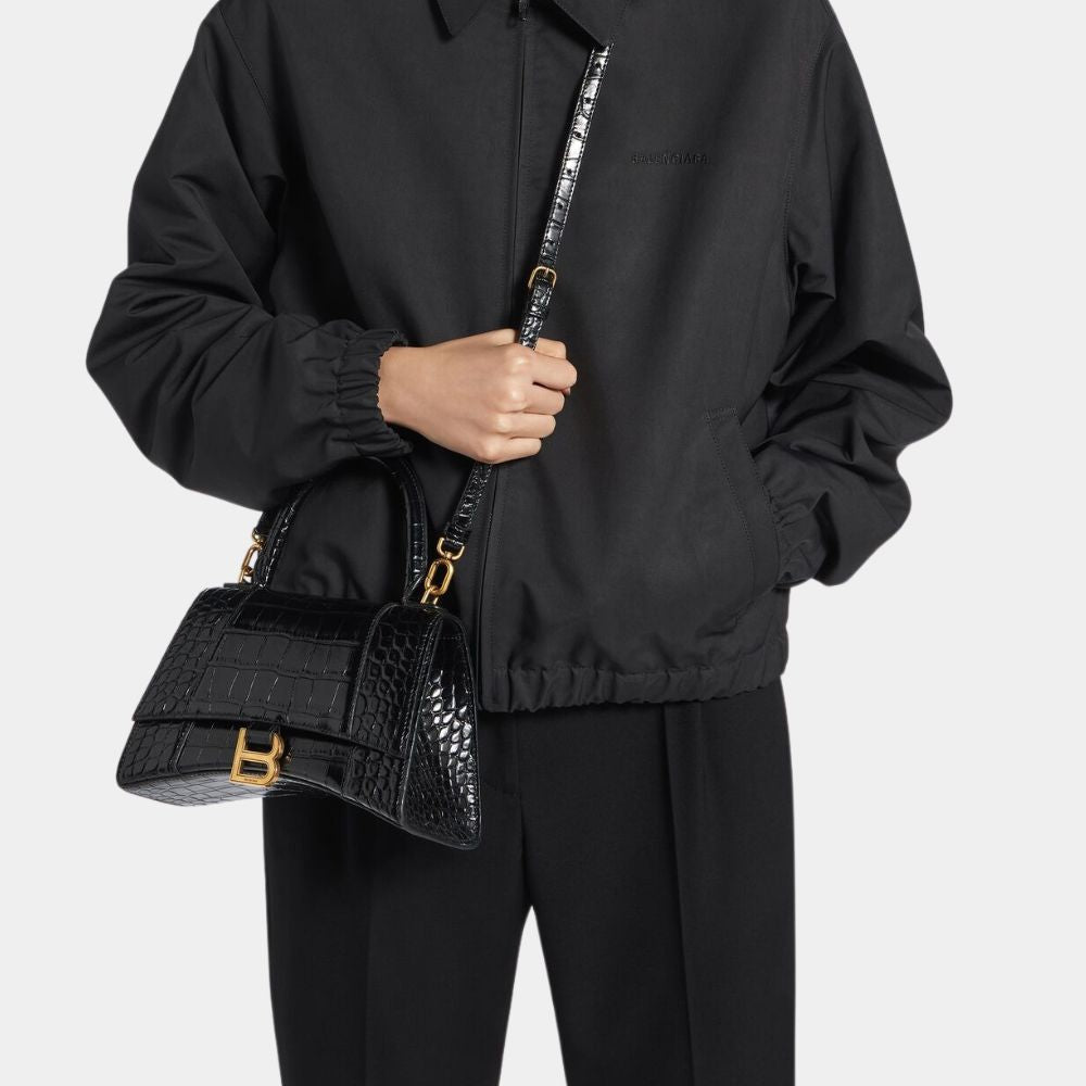 Hourglass Alligator-Embossed Bag